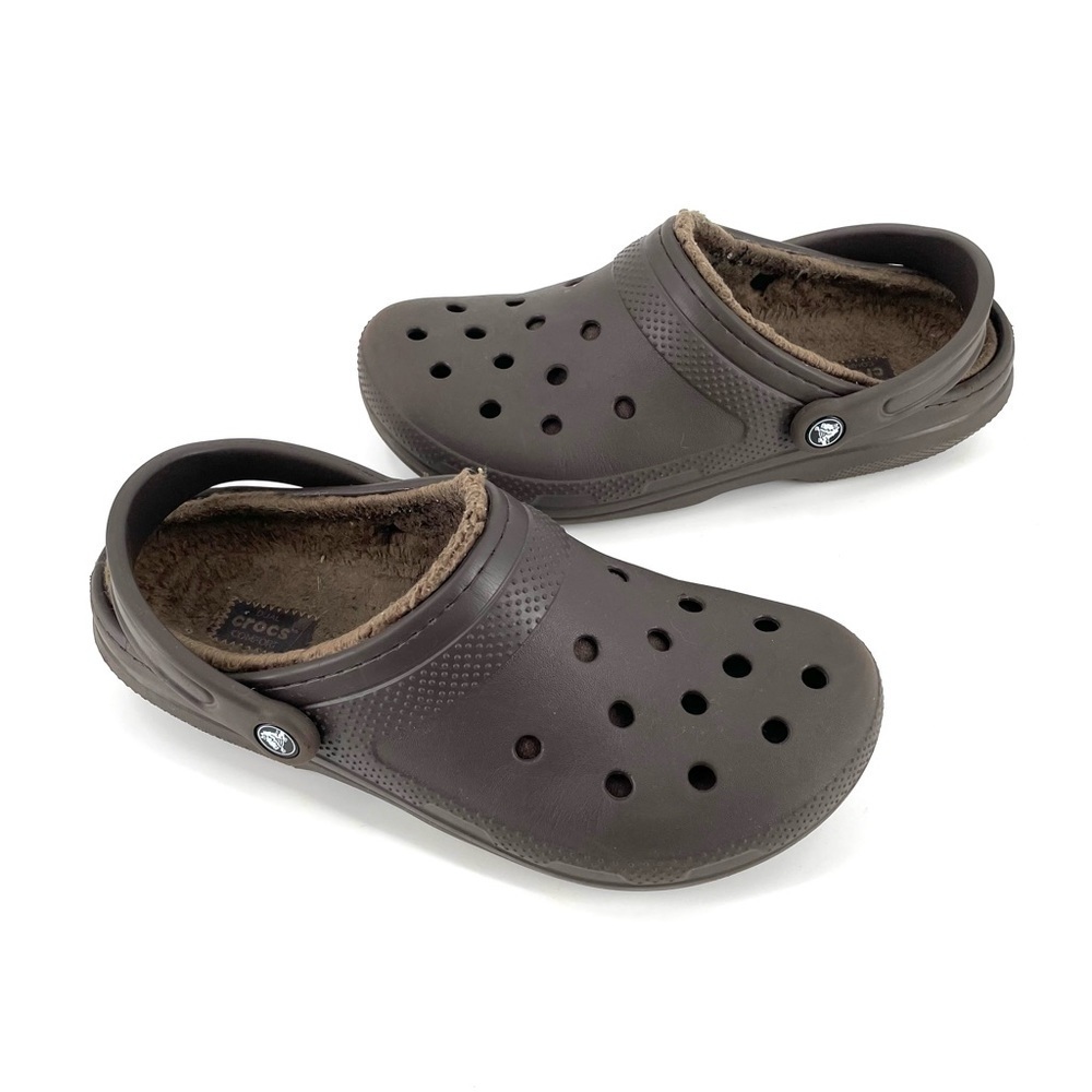 CROCS Brown Faux Fur Lined Dual Comfort Clogs - Picture 5 of 8